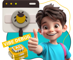 Тестирование & Vibe Debug. Охотники за багами - КИБЕРшкола программирования для детей, компьютерные курсы для школьников, начинающих и подростков - KIBERone г. Тёплый Стан